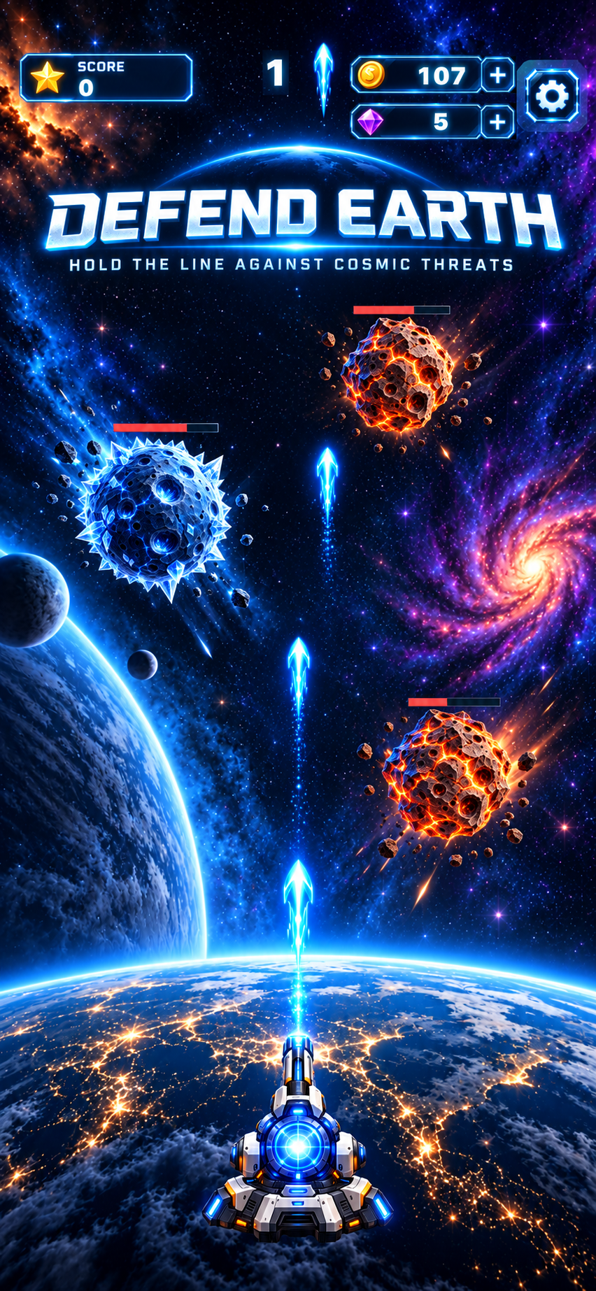 Cosmic Defence gameplay screen
