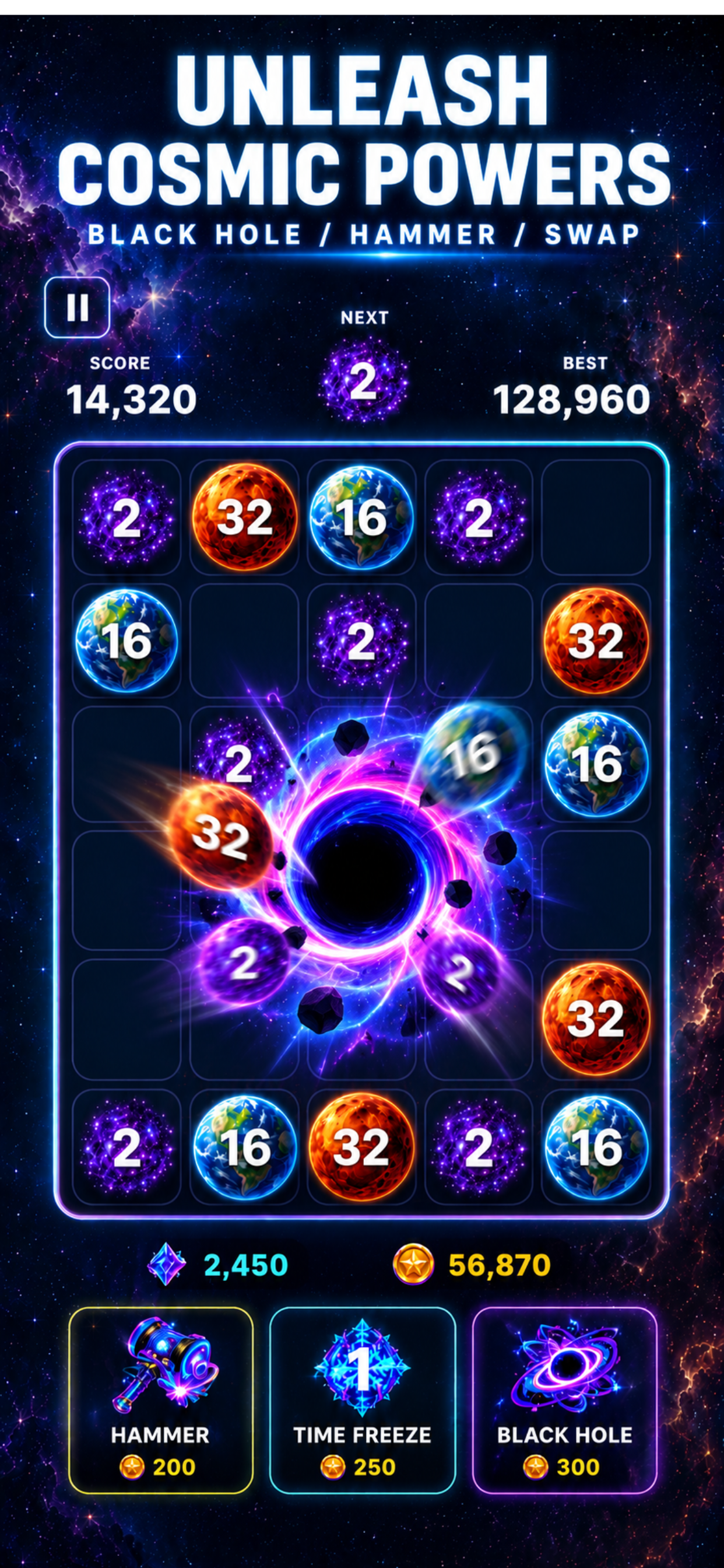 Cosmic Drop screenshot: UNLEASH COSMIC POWERS