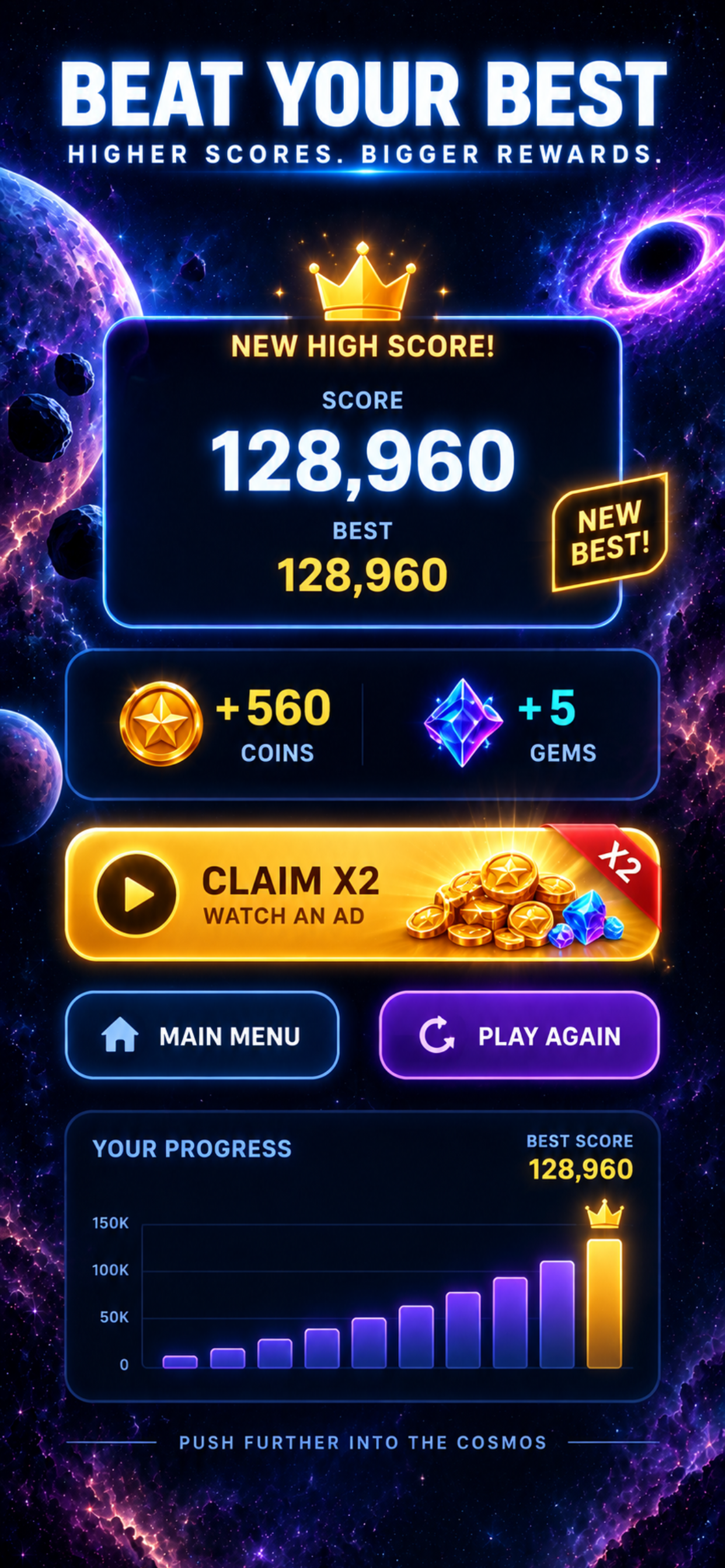 Cosmic Drop screenshot: BEAT YOUR BEST